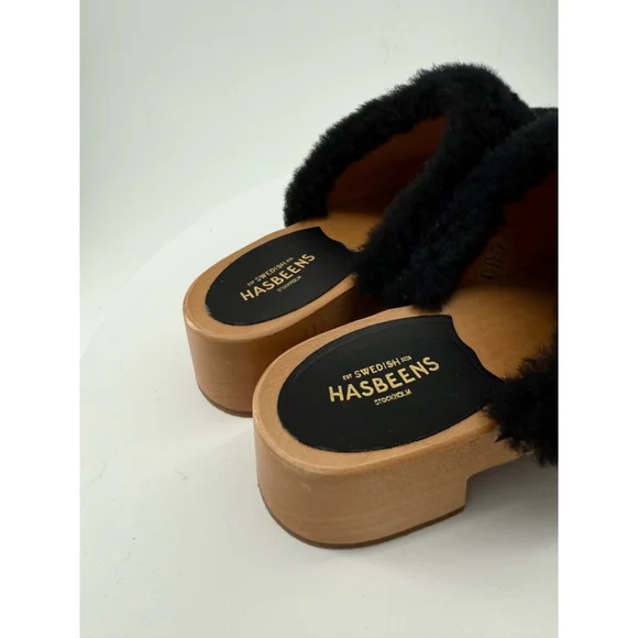 Swedish Hasbeens Fluff Genuine Shearling Clog Size 7US/37EU New without Box - Picture 13 of 14